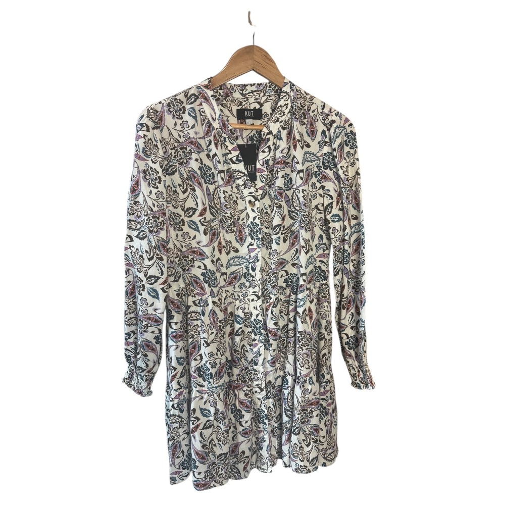 Kut From The Kloth Women's Long Sleeve Floral Talullah Tiered Dress Size Small